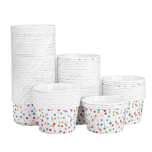 100 st. räfflade rörformade formfodral med prickigt papper