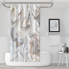 Duschvorhang in grauem und goldenem Marmor-Design, abstraktes Design