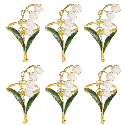 Set of 6 Metal Napkin Holders Rustproof Delicate-White