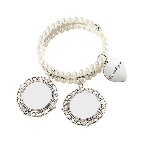 Vintage-Armband aus Perlen und Spitze mit-zwei Scheiben