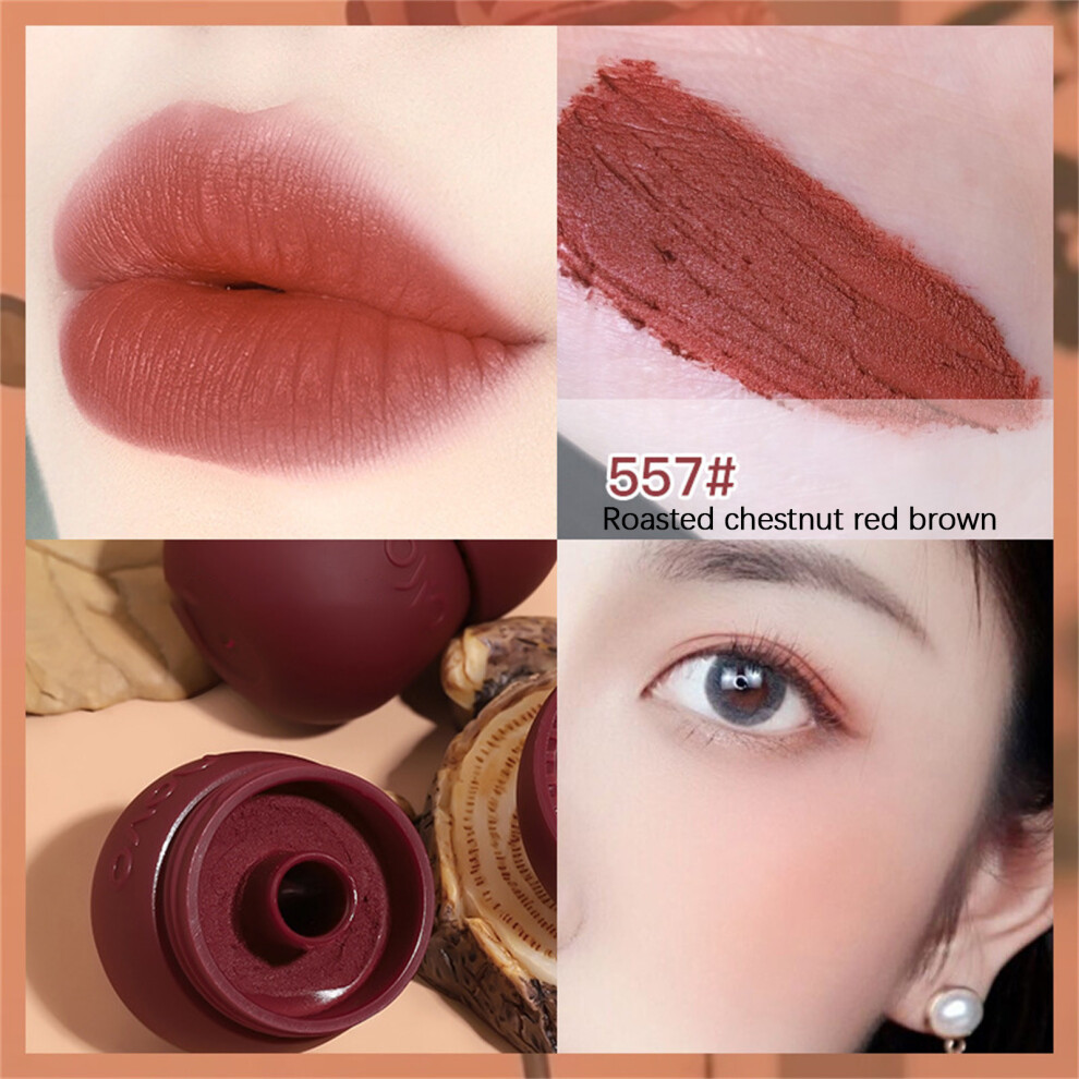 Red,Brown (Red Brown) Milk Pot Lip Mud Velvet Matte Lip And Cheek-Use And Not Easy To Fade Lip Glaze