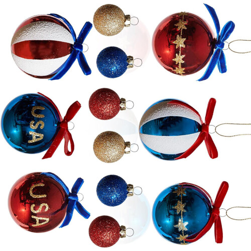 Colorful Hand Painted Ball Decorations Independence Day Themed
