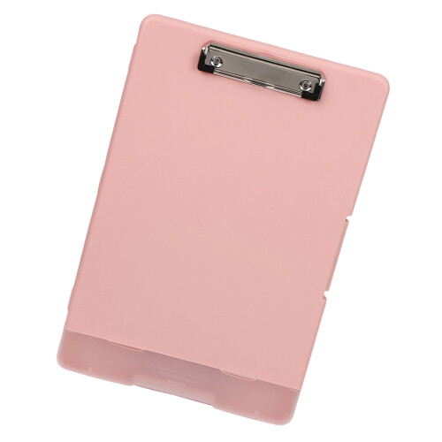 Portable Plastic Clipboard with File Container Metal-light pink