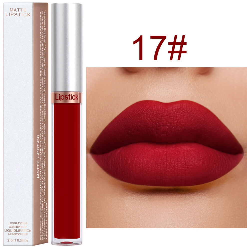 (Q) 18 Color Matte Lip Gloss Non-stick Cup Lipstick And Long Lasting,2.5ml