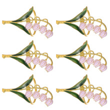 Set van 6 elegante gelegeerde servetringen met bloemen,-Pruim