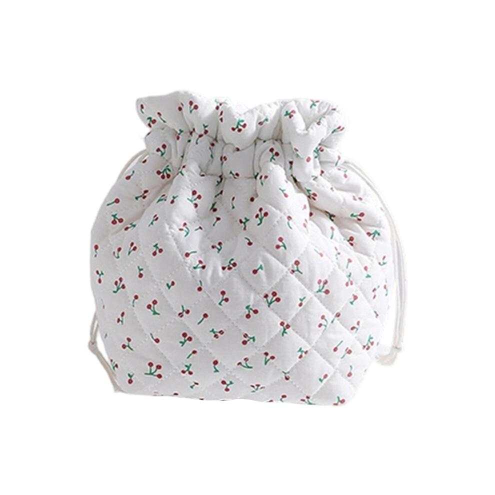 Floral Quilted Cosmetic Bag Large Capacity-CHE drawstring bag