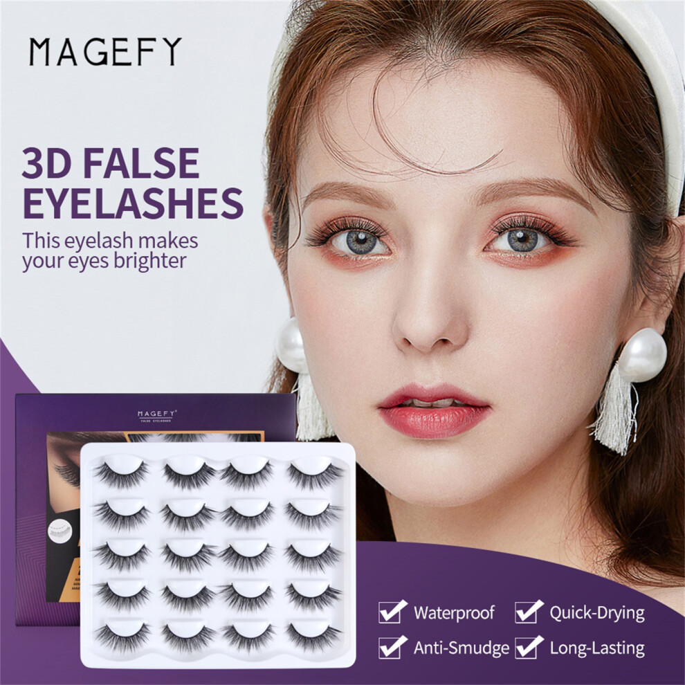(Multicolor) 10 Pairs Of False Eyelashes Natural Thick Mixed Eyelashes
