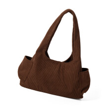 Multi Pocket Toted Bag Shopper Shoulder Bag Casual Top-Coffee