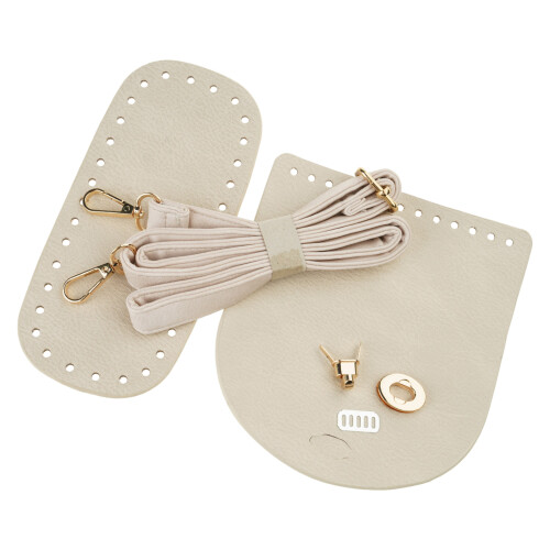 Handmade Bag Accessories Set PU Leather Bottom-Silver white
