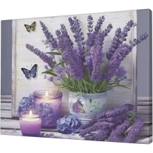 Paarse lavendel boerderijstijl canvas wanddecoratie 12 inch