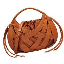 Trendy Hollow Out Decorated Handheld Purse For Daily Use-brown