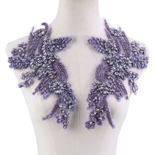 Handmade Beaded Sequins Embroidery Floral-crystalPurple