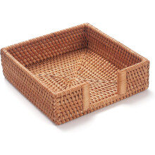 Porta-guardanapos quadrado de rattan 7,5 x 7,5 x 2,5 polegadas