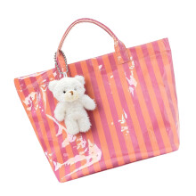 Modern Striped Shopper Bag Large Capacity Stylish PVC-Orange