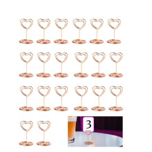 20 Stück Tischkartenhalter in Herzform aus Roségold