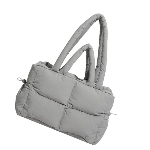 PracticalPuffer Shoulder Bag for Women Quilted Bag Large-Gray