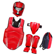 Hoge impact bokshelm Bokshoofdbescherming-Rode vijfdelige set M
