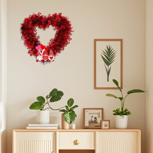 Corona de corazón iluminada de 30 cm para el Día de San Valentín