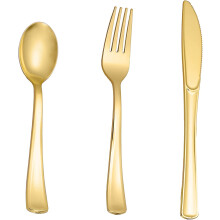 60-teiliges goldenes Kunststoffbesteck-Set
