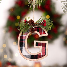 Kerstletterornamenten - Rode houten set van 26 stuks