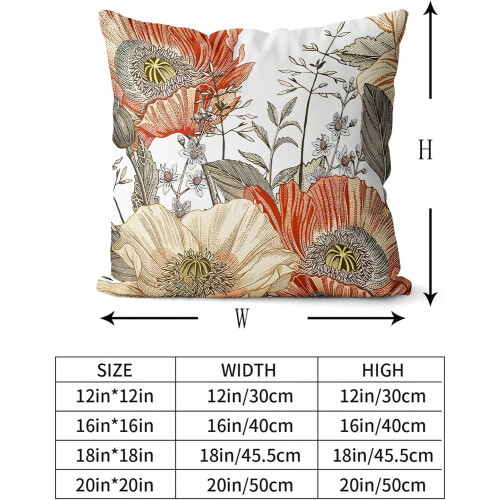 Fodere per cuscini floreali in stile boho, 45x45 cm, set da 2 2