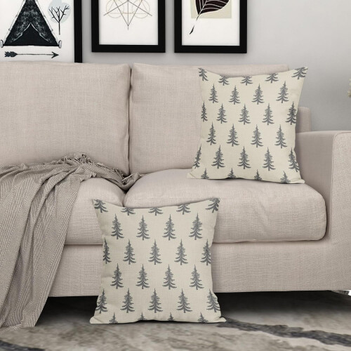 Fodere per cuscini con albero di Natale grigio, 45x45 cm, set da 2 1