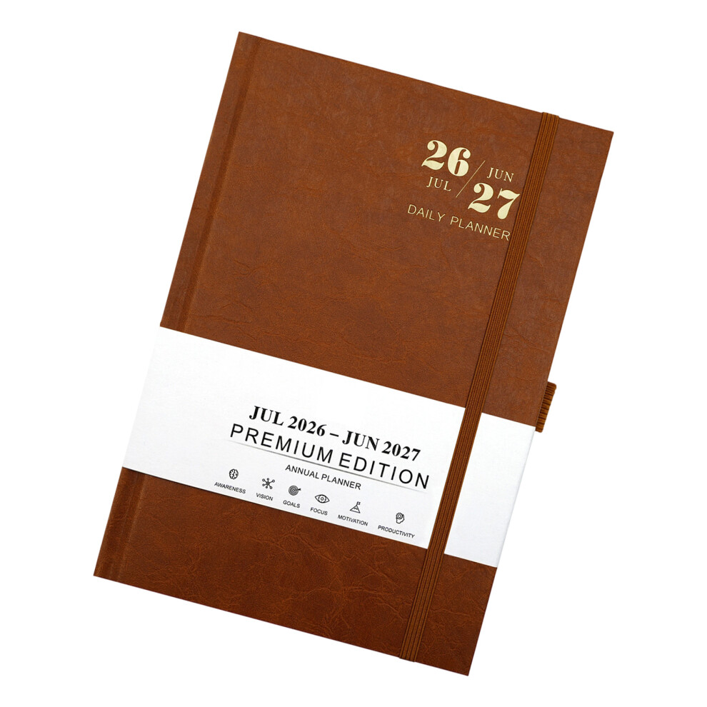 2026-2027 Daily Planner Pu Leather Academic Planner- Brown 7751001426162