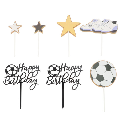 Fußball-Kuchenaufsätze, Set – Papier, 8 cm 2