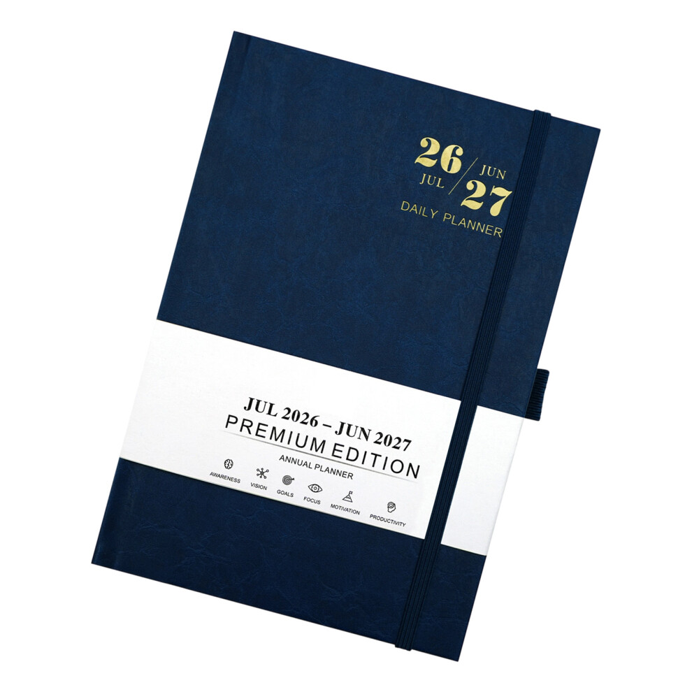 2026-2027 Daily Planner Pu Leather Daily Academic Planner- Blue 7751001426308