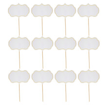 Catering Cupcake Picks Cake Toppers Decorations-White 12 Sticks