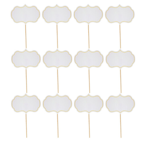 Catering Cupcake Picks Cake Toppers Decorations-White 12 Sticks