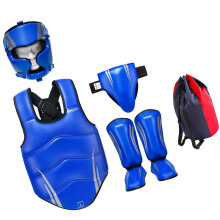Multifunctionele bokshelm-Blauwe vijfdelige set L