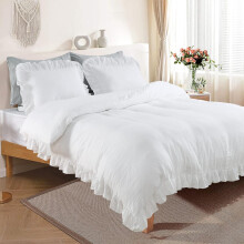 Microfiber dekbedovertrekset met ruches, queensize, 3-delig