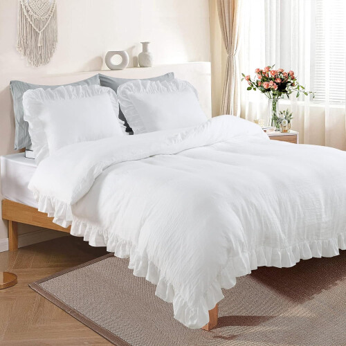 Mikrofaser-Bettwäsche-Set mit Rüschen, Queen-Size