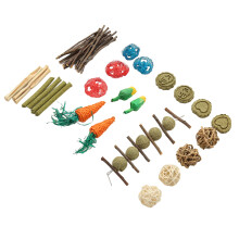 20-teiliges Hamster-Kau-Spielzeug-Set: Holzstamm, Luffa-Schwamm & Bambus