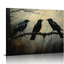Tableau mural sur toile Dark Academia Corbeau 20x16 pouces