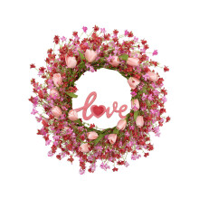 22" Valentine's Wreath Set – 2 Pack Pink Artificial