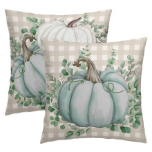Clúdaigh Piliúir Fómhair Pumpkin Gorm 18x18 orlach, Tacar de 2