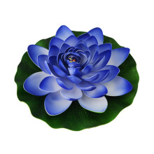 Flor de lótus artificial de espuma com folha de lírio-d'água, 27 cm