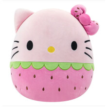 Plyšová hračka Hello Kitty s růžovou jahodovou mašlí 30 cm