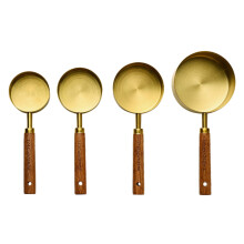 Stainless Steel Measuring Cups & Spoons Set with Wooden