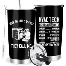 Copo térmico de 20 oz para técnico de HVAC em aço inoxidável.