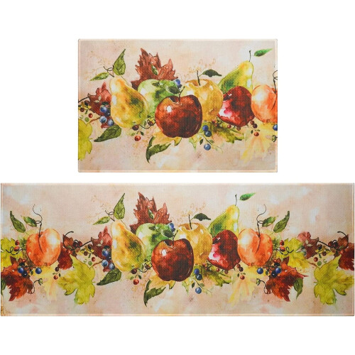 Vintage Fruit Kitchen Rug Set 2 Piece