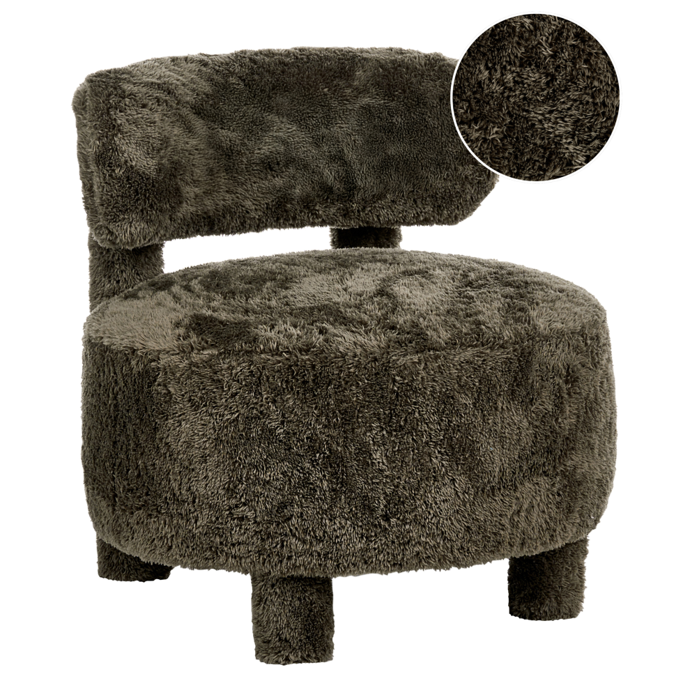 Beliani Armchair Hamina Faux Fur Dark Green