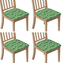 Green Stretch Dining Chair Seat Covers Set of 4