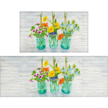 Floral Farmhouse Kitchen Rug Set 2 pcs 17x48+17x30 in