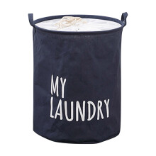 Large Foldable Laundry Basket with Handles Navy Blue