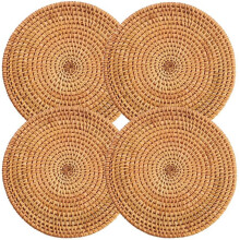 Rattan Trivets Set of 4, 20 cm Round Heat-Resistant Holders
