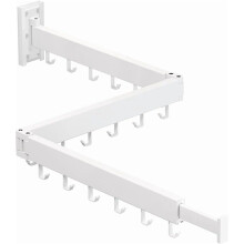 Wandmontierter, klappbarer Wäscheständer, weiß, 3 Stangen, J-Haken
