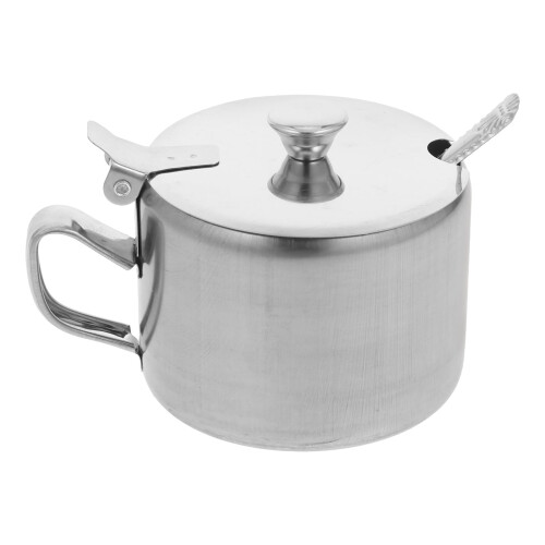 Krydderikande i rustfrit stål med låg og ske